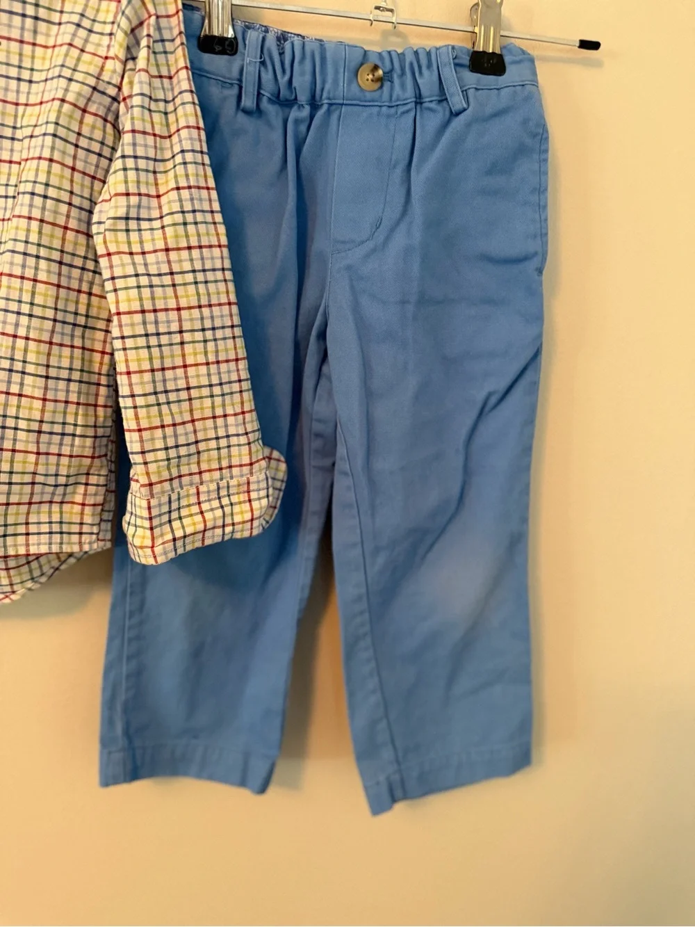 J.Bailey Plaid Button-Up Shirt and Blue Pants Set